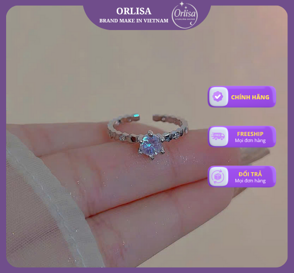 Nhẫn hột đá bạc 925 thương hiệu Orlisa